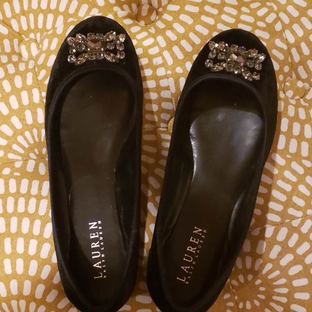 Ralph Lauren black velvet flats